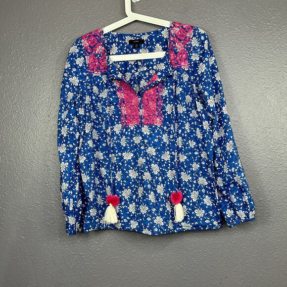J. CREW STARINA EMBROIDERED VOILE TOP BLOUSE XS BOHO FLORAL - Picture 1 of 5